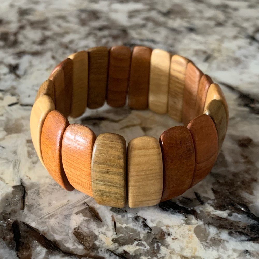 Vintage Acacia Wood Stretchy Bracelet